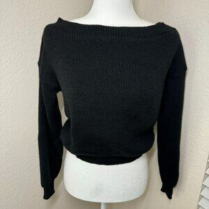 NWT Black Nasty Gal Cropped Boatneck Sweater